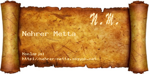 Nehrer Metta névjegykártya